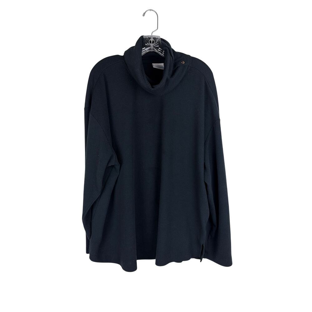 Columbia Womens Funnel Neck Long Sleeve Shirt Size 3X Black Button Cowl - Picture 1 of 8